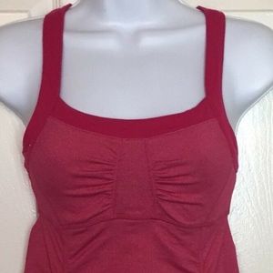 Athleta XXS Criss Cross Back Dark Pink Tank Top